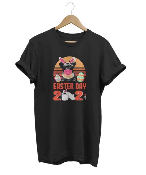 Schnauzer Dog Face Mask Egg Easter Day 2021 t-shirt