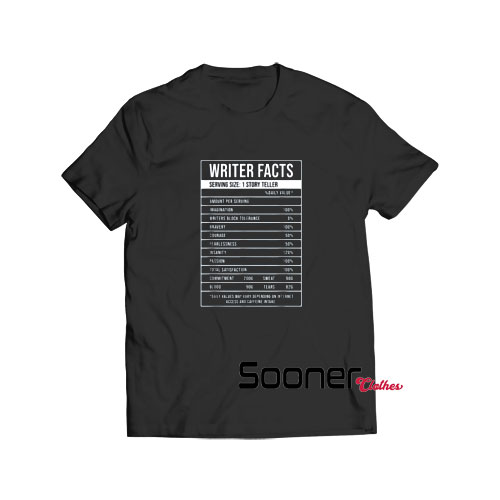 Writer Nutrition Facts t-shirt