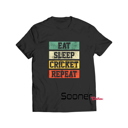 Eat sleep cricket repeat t-shirt